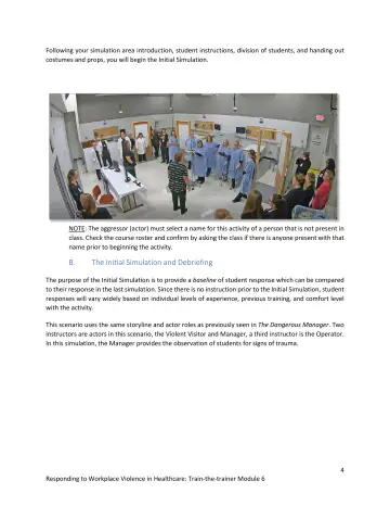 Page 4: Following your simulation area introduction, student instructions, division of students…