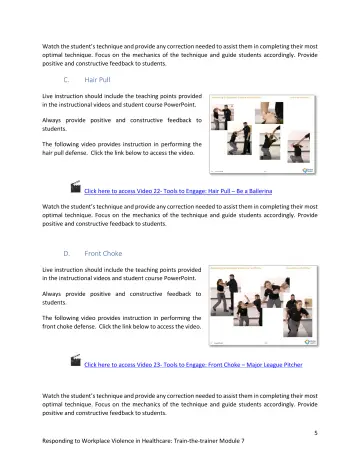 Page 5: Watch the student’s technique and provide any correction needed to assist them in…