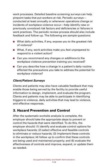 Page 18: work processes. Detailed baseline screening surveys can help pinpoint tasks that put…