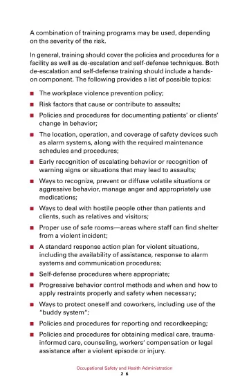 Page 32: A combination of training programs may be used, depending on the severity of the risk.