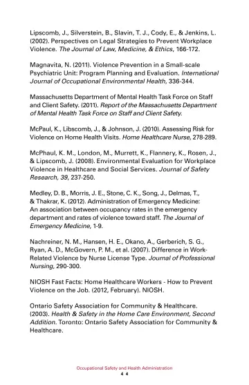 Page 50: Lipscomb, J., Silverstein, B., Slavin, T. J., Cody, E., & Jenkins, L. (2002). …